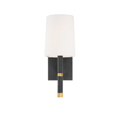 Armed Sconce, Black/Gold Metal with White Shade