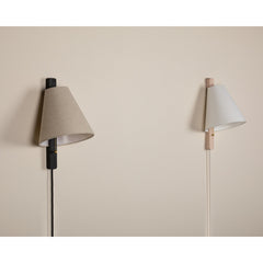 Armed Sconce with Linen Shade and Aged Brass Finish