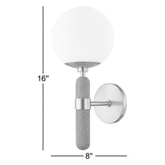 Armed Wall Sconce, 1-Light, Aged Brass with Opal Glass Shade