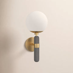 Armed Wall Sconce, 1-Light, Aged Brass with Opal Glass Shade
