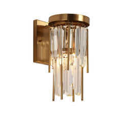 Armed Wall Sconce, 1-Light, Copper Finish with Clear Crystal Prisms