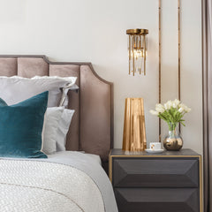 Armed Wall Sconce, 1-Light, Copper Finish with Clear Crystal Prisms