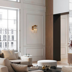Armed Wall Sconce, 1-Light, Copper Finish with Clear Crystal Prisms