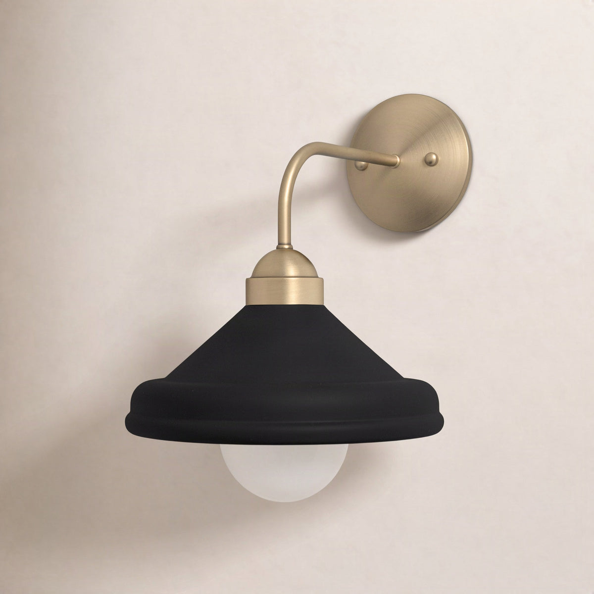 Armed Wall Sconce, 1 Light with Black Iron Shade