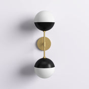Armed Wall Sconce, 2-Light, Steel with Frosted Glass Globe Shades