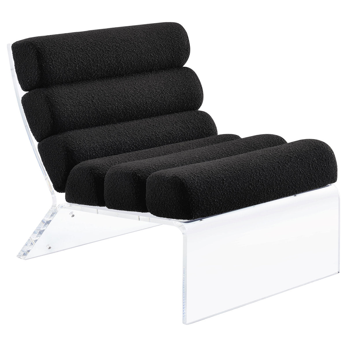 Armless Accent Chair, Black Boucle with Clear Acrylic Frame