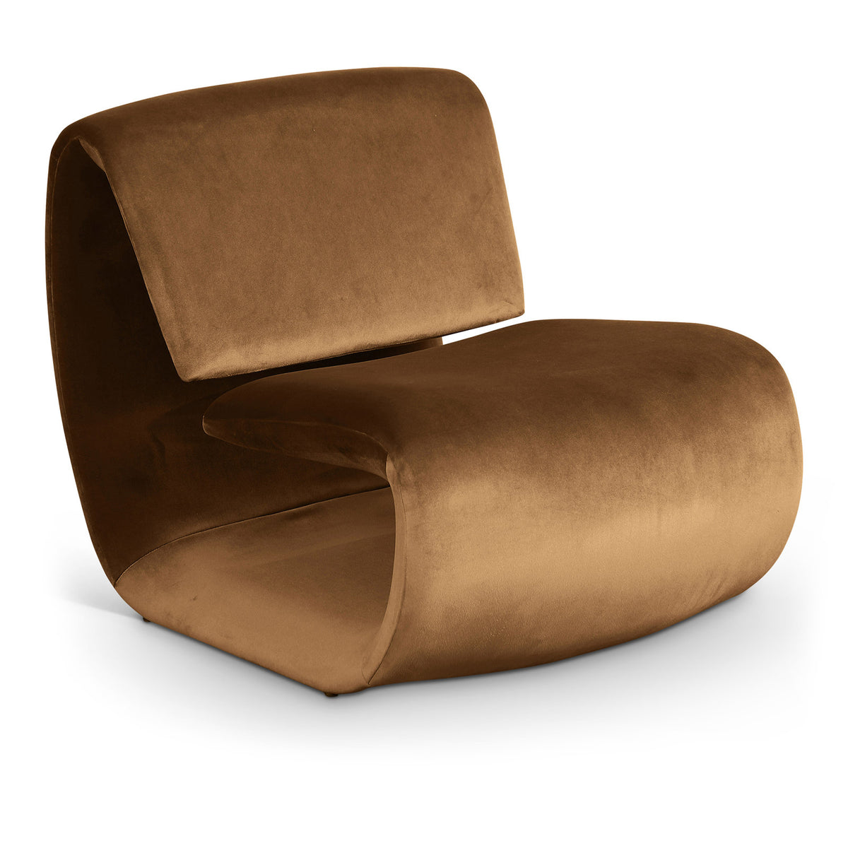 Armless Accent Chair in Saddle Velvet
