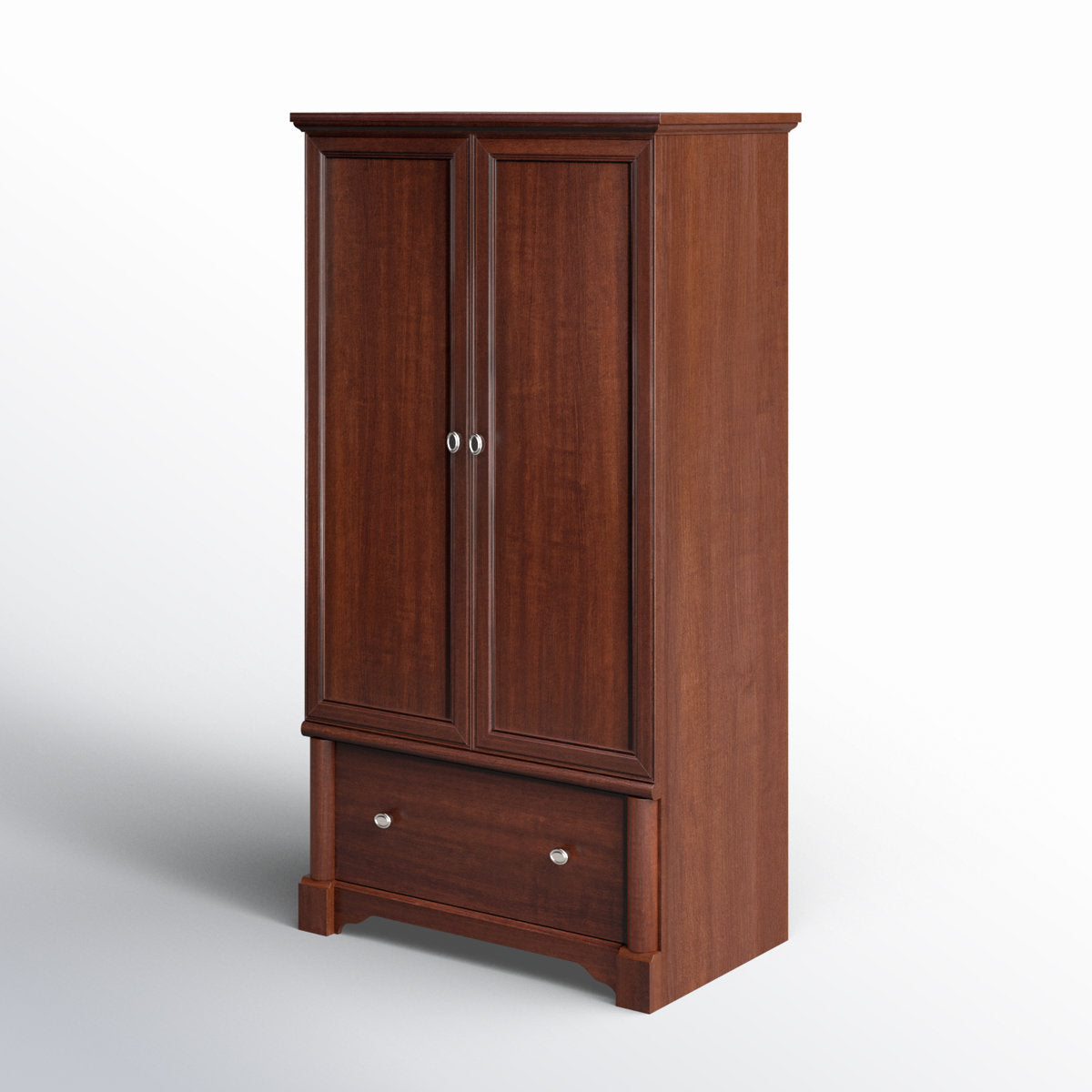 Armoire, Engineered Wood with 2 Doors and Drawer, Cherry Finish