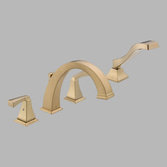 Dryden Double Handle Deck Mounted Roman Tub Faucet Trim in Brilliance Champagne Bronze | product photo