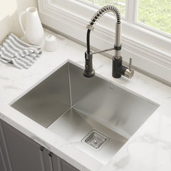 Pax™ 24" L x 19" W Undermount Kitchen Sink with Faucet in Stainless Steel/Matte Black | product photo