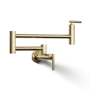 Wall-Mount Pot Filler Faucet, Swing Arm Kitchen Pot Filler Faucet in Vibrant French Gold