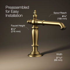 Kohler Artifacts Widespread Bathroom Faucet Spout with Drain Assembly in Vibrant Brushed Moderne Brass | product photo