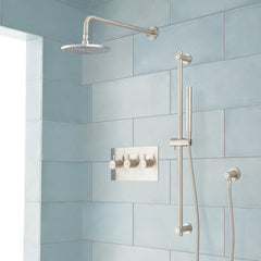Tosca Complete Thermostatic Shower System with Rough-in Valve in Brushed Nickel | product photo