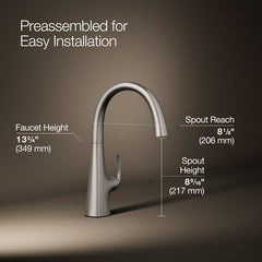 Kohler Graze Bar Swing Spout in Vibrant Stainless | product photo