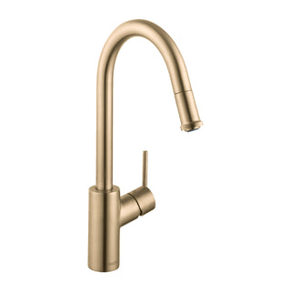 Talis S² Pull Down Single Handle Kitchen Faucet with Handle and Supply Lines in Brushed Gold Optic