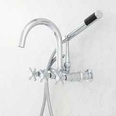 Sebastian Wall Mounted Tub Faucet with Cross Handles in Chrome | product photo