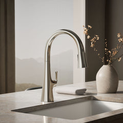 Kohler Graze Touchless Pull-Down Kitchen Sink Faucet With Three-Function Sprayhead in Vibrant Polished Nickel | product photo