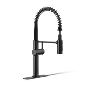 Crue Single Handle Semi-Professional Pre-Rinse Kitchen Faucet with Three-Function Pull Down Sprayer in Matte Black
