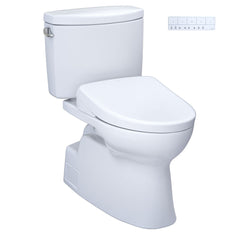 WASHLET 1.28 GPF Elongated Floor Mounted Two-Piece Toilet (S7 Bidet Seat Included) with Auto Flush in Cotton | product photo