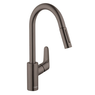 Focus Single Handle Kitchen Faucet in Brushed Black/Chrome