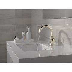 Trinsic High Arc 1-Hole Bathroom Faucet, Polished Nickel Single Hole Bathroom Sink Faucet, Metal Push-Pop Drain Assembly, Polished Nickel | product photo
