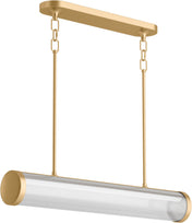 Purist 34-In Led Linear Chandelier in Brushed Moderne Brass