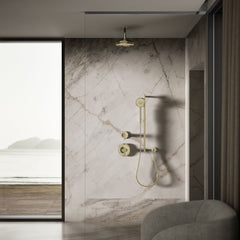 Traditional 8" 2.5 GPM Rain Shower Head in Vibrant French Gold | product photo
