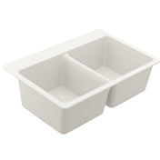 Host 33-Inch Wide x 9.5-Inch Deep Dual Mount Granite Double Bowl Kitchen Sink in White