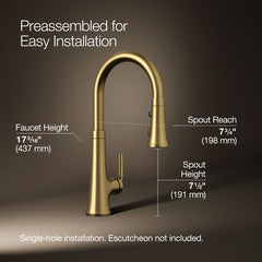 Tone Single Handle Pull Down Kitchen Sink Faucet with Three-Function Pull Down Sprayer | product photo