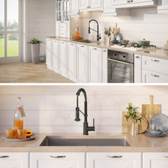 30-in Standart PRO Kitchen Sink Combo Set with Bolden Kitchen Faucet and Soap Dispenser in Matte Black | product photo