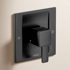 90 Degree Posi-Temp Faucet Trim with Lever Handle in Matte Black | product photo