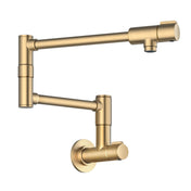 Bolden Wall Mount Pot Filler Kitchen Faucet With Retractable Arm In Spot-Free Brushed Brass