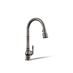 Kohler Artifacts Touchless Pull Down Kitchen Sink Faucet with Three-Function Sprayhead in Vibrant Titanium | product photo