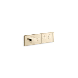 Anthem Three-Outlet Thermostatic Valve Control Panel With Recessed Push-Buttons