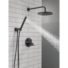 Modern 14 Series Round Rain Shower System Faucet Set, Rainfall Matte Black Shower Head and Handle Set, Valve Trim Kit, 10 Inch, Matte Black | product photo