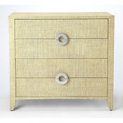 Bachelor's Chest, 4-Drawer, MDF Frame, Cream Raffia Finish, Silver Pulls