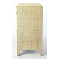 Bachelor's Chest, 4-Drawer, MDF Frame, Cream Raffia Finish, Silver Pulls