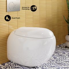 Back to Wall Toilet, Plaisir, Round Bowl with Dual Flush