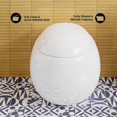 Back to Wall Toilet, Plaisir, Round Bowl with Dual Flush