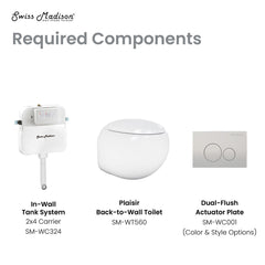 Back to Wall Toilet, Plaisir, Round Bowl with Dual Flush