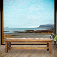 Backless Dining Bench in Recycled Teak, 63 Inch Wide, Unfinished