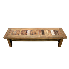 Backless Dining Bench in Recycled Teak, 63 Inch Wide, Unfinished