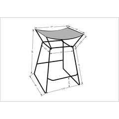 Backless Stool, Brown Leather Seat, Silver Nickel Sled Base