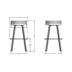 Backless Swivel Bar Stool in Black Faux Leather with Black Steel Frame