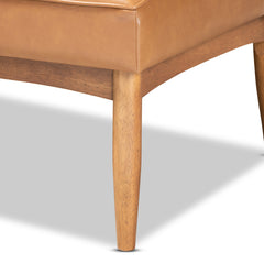 Banquette Dining Bench Set, Tufted Faux Leather with Wood Legs