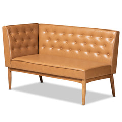 Banquette Dining Bench Set, Tufted Faux Leather with Wood Legs
