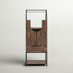 Bar Cabinet with Wine Rack in Manufactured Wood and Steel