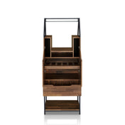 Bar Cabinet with Wine Rack in Manufactured Wood and Steel