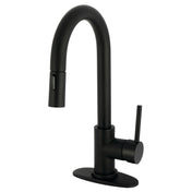 Bar Faucet, Concord, One-Handle with Pull Down Sprayer in Matte Black