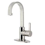 Bar Faucet, Continental, One Handle with High Arc Spout in Polished Nickel